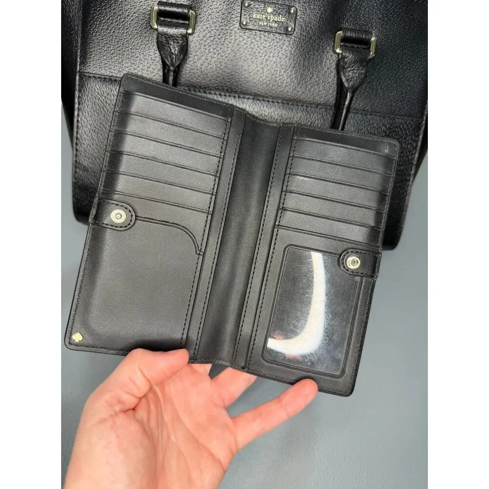 Kate Spade Lana Grove Satchel Purse Handbag Wallet Set Black Genuine Leather